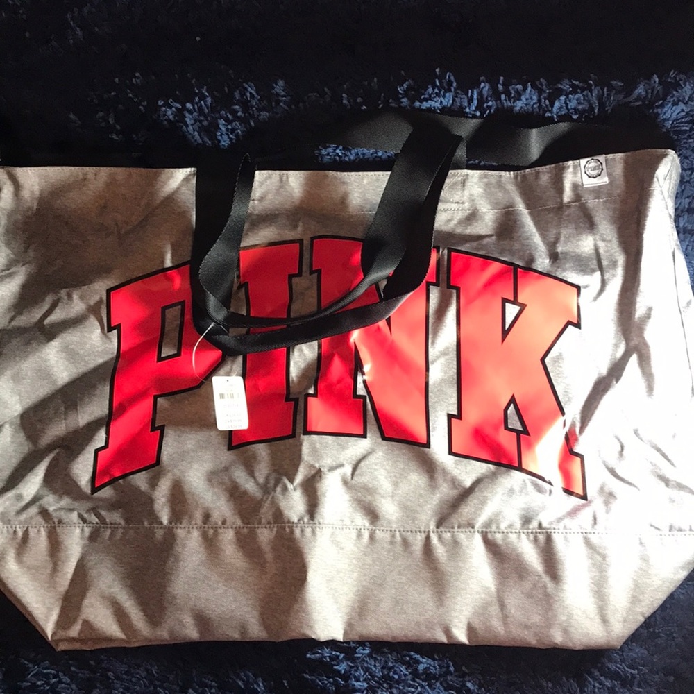 Pink large tote in grey